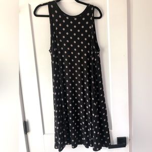 Loft Sleeveless Maternity Dress Size Large Black with White and Pink Design